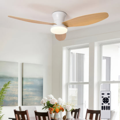 Three-Blade Ceiling Fan with Dimmable Light and Remote