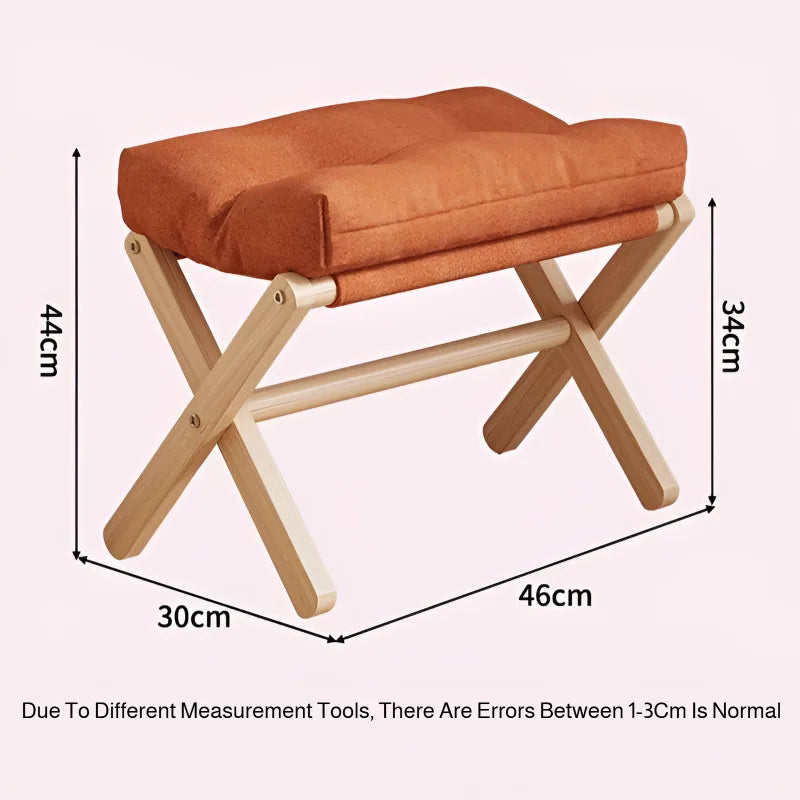 Folding Entryway Stool - Cushioned Solid Wood Stool
