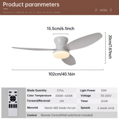 Three-Blade Ceiling Fan with Dimmable Light and Remote