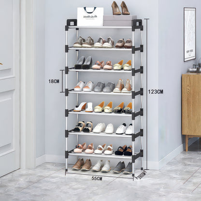 Three-to-Seven-Tier Black Shoe Rack with Assembly Hammer