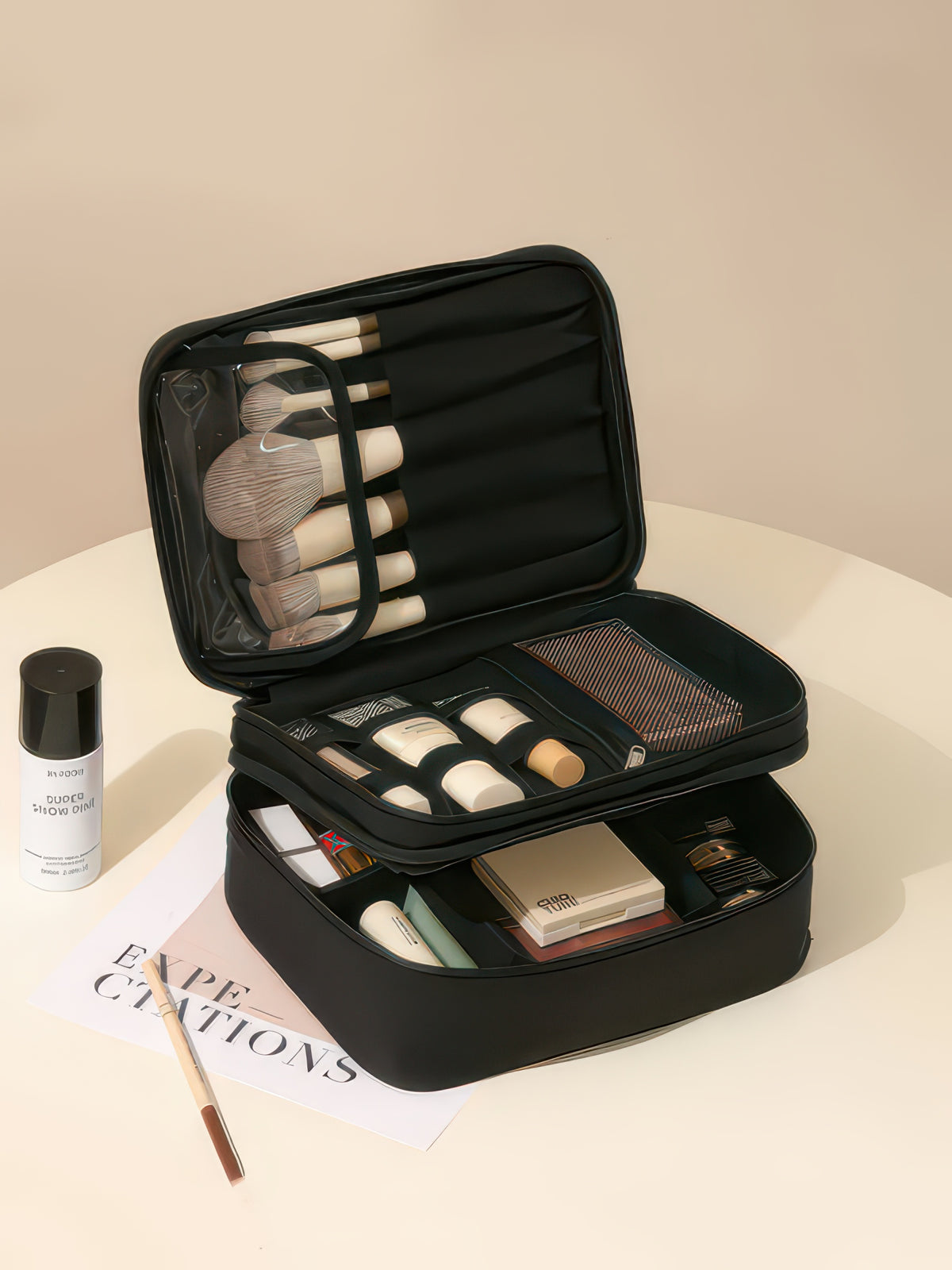 Oxford Cloth Toiletry and Makeup Bag, Single or Double Layer