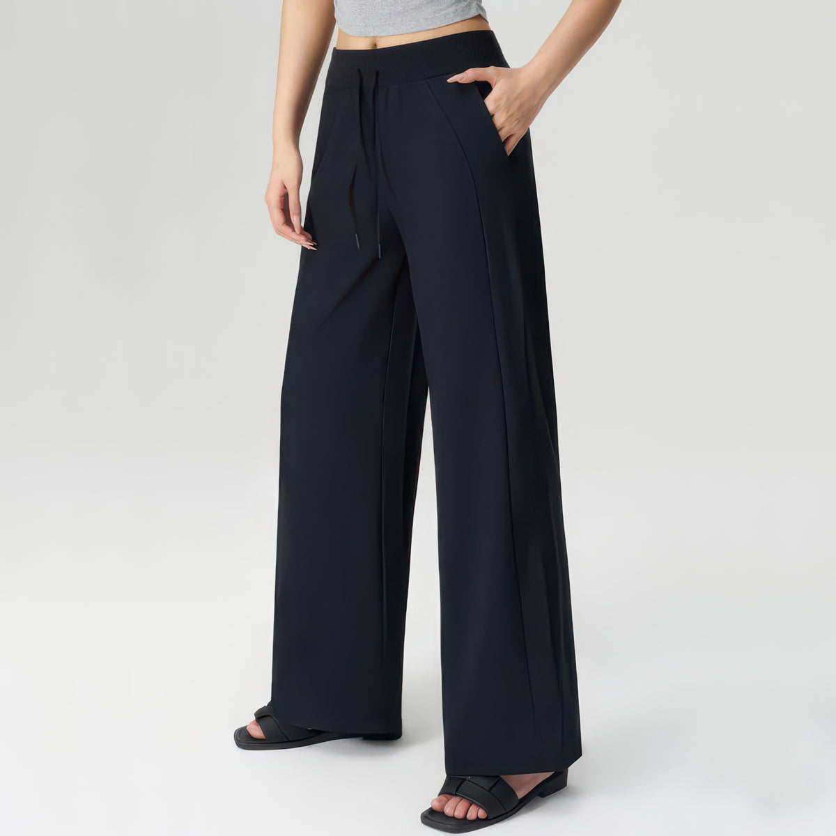UPF 50+ Wide Leg Pants for Women with Side Slit, Lightweight Quick-Dry for Travel, Hiking and Everyday Wear