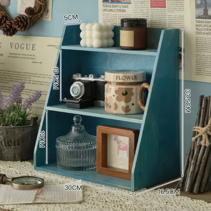Solid Wood Multi-layer Cosmetics Storage Rack, Wooden Desktop Organizer