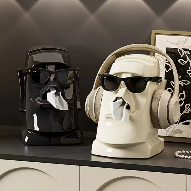 Tissue Box Organizer – Creative Stone Figure Desktop Storage