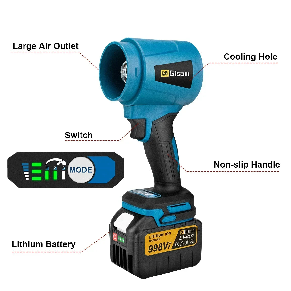 Brushless Leaf Blower - Gisam 300000RPM Turbo Blower