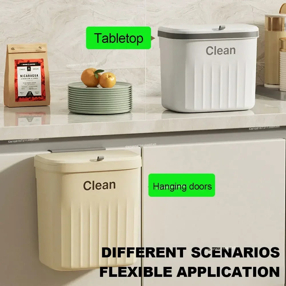 Wall Mounted Trash Can – 12L Hanging Bin for Kitchen Cabinets