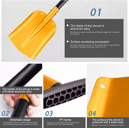 Retractable Snow Shovel - Aluminum Alloy Ice Shovel