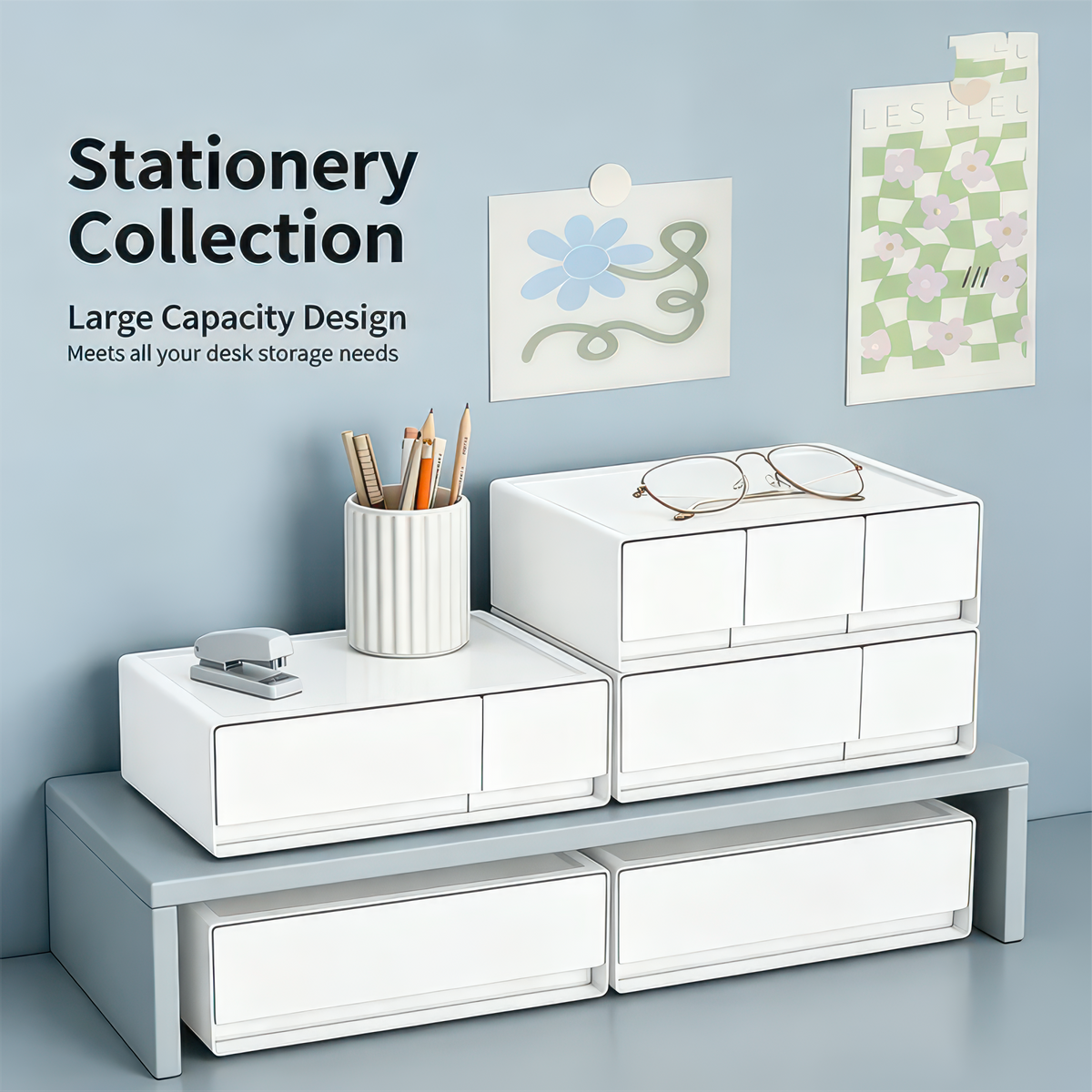 Desktop Multi-Layer Stackable Cosmetic Organizer Drawer Jewelry Box for Office