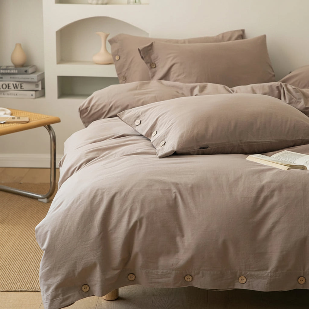 Cotton Duvet Cover Set – 3pcs Solid Twist King Size Bedding