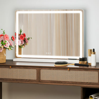 JHK LED Vanity Mirror with Lights, Aluminum Frame, Dimmable 3 Color Modes, Memory Function