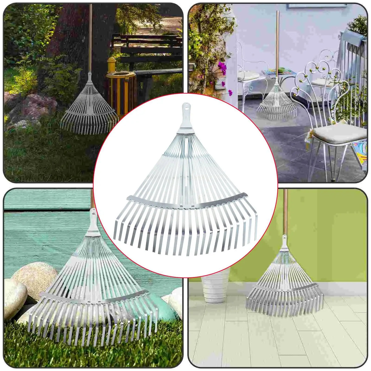 Telescopic Garden Rake - Adjustable Metal Leaf Rake