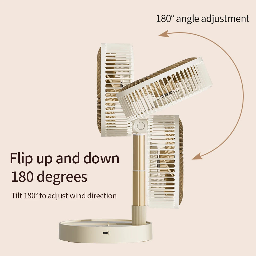 Foldable USB Rechargeable Fan with Four Speeds and Timer