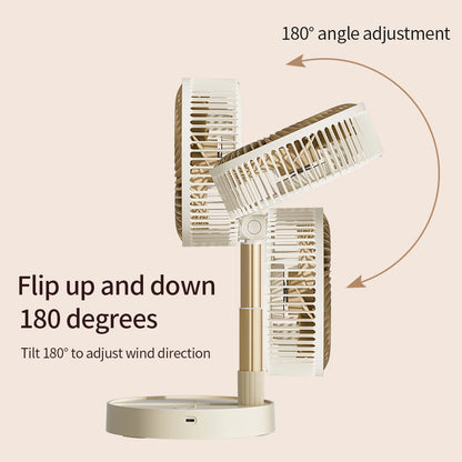 Foldable USB Rechargeable Fan with Four Speeds and Timer