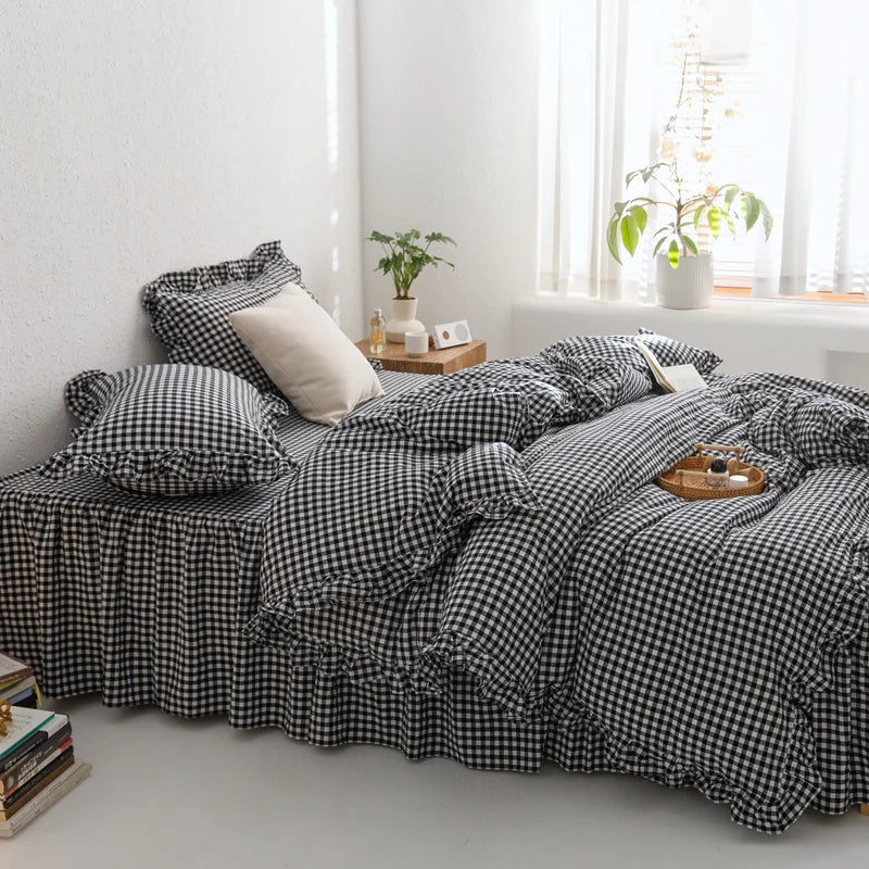 Black Plaid Duvet Cover – 3 Piece Sheet Set for All Season