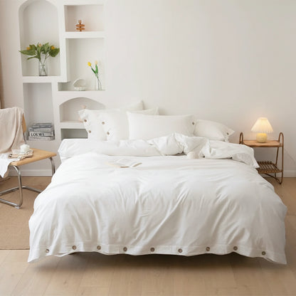 Cotton Duvet Cover Set – 3pcs Solid Twist King Size Bedding
