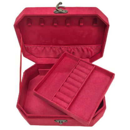 Vintage Octagon Double-Layer Jewelry Box, Large Capacity