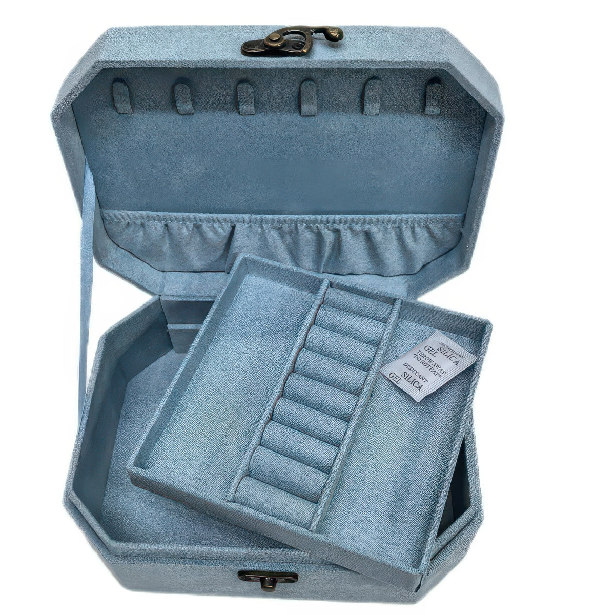 Vintage Octagon Double-Layer Jewelry Box, Large Capacity