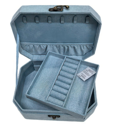 Vintage Octagon Double-Layer Jewelry Box, Large Capacity