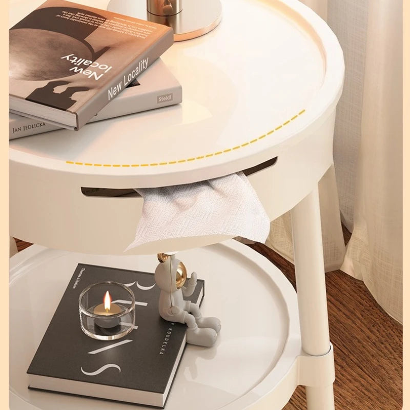 Round Coffee Table – Mobile Minimalist Nightstand