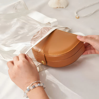 Travel Jewelry Storage Box with Leather Exterior