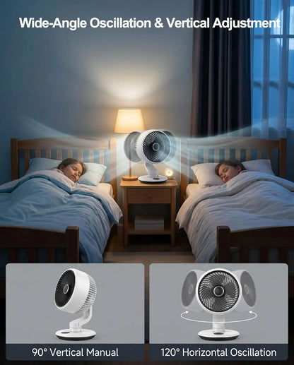 Rechargeable Desk Fan with 120° Oscillation and 90° Tilt
