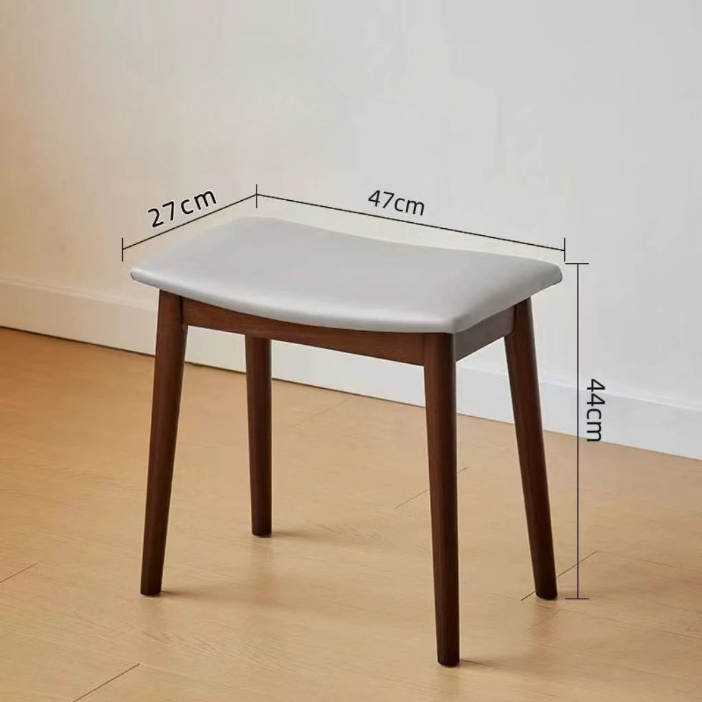 Vanity Stool - Saddle Cushion Wood Leg Stool