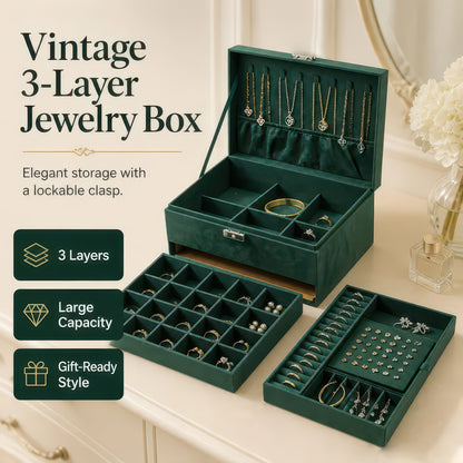 Lockable Travel Jewelry Organizer Box, 2 and 3 Layer Options