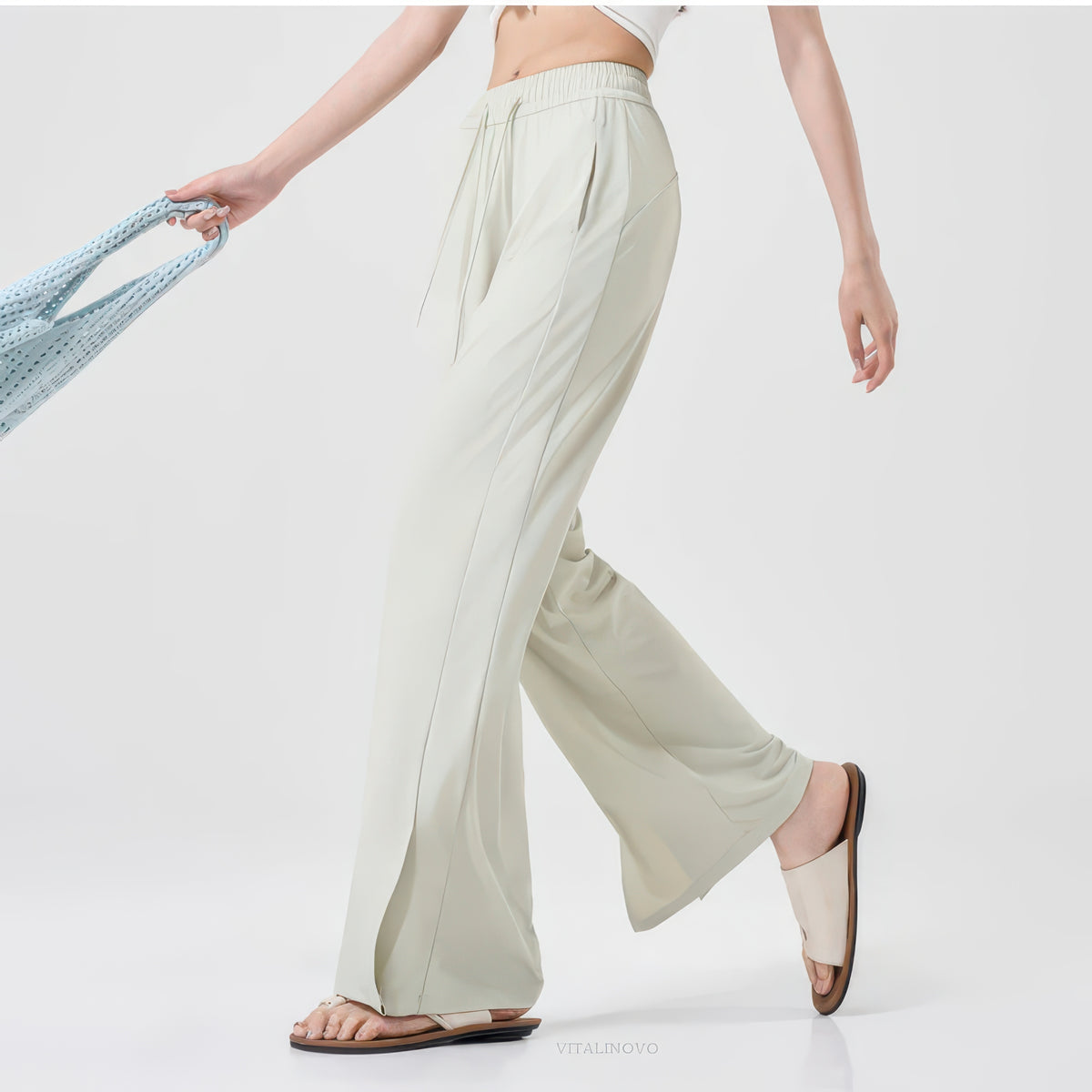 UPF 50+ Wide Leg Pants for Women with Side Slit, Lightweight Quick-Dry for Travel, Hiking and Everyday Wear