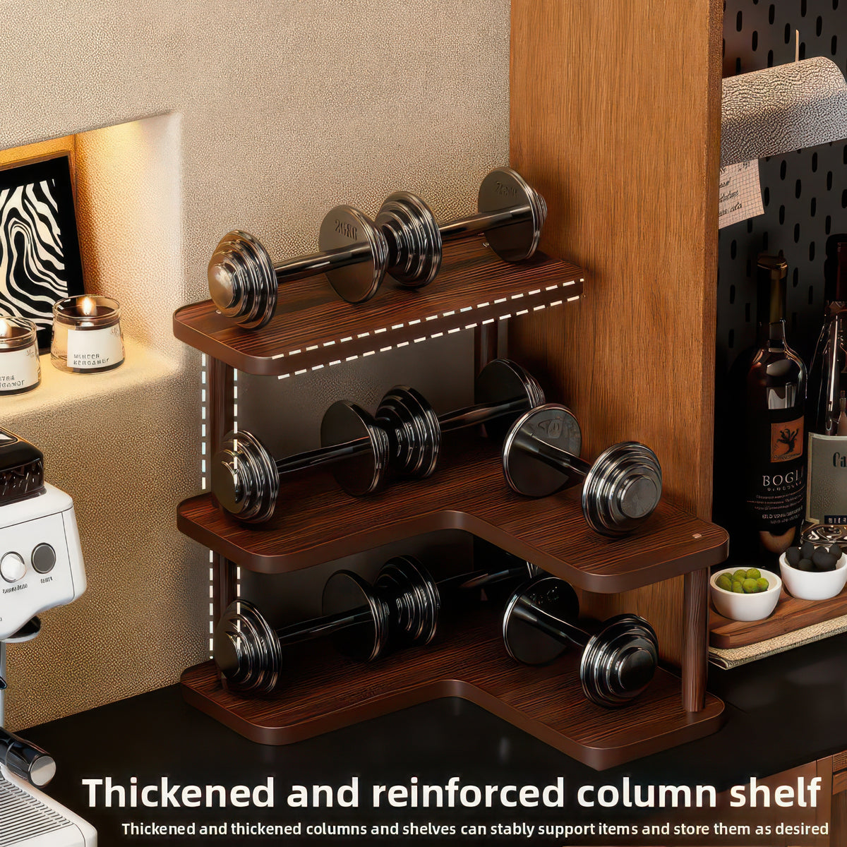 Premium Bamboo Corner Desktop Multi-Layer Storage Shelf - Corner Organizer