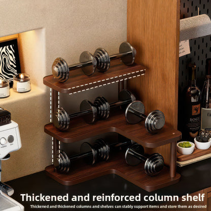 Premium Bamboo Corner Desktop Multi-Layer Storage Shelf - Corner Organizer