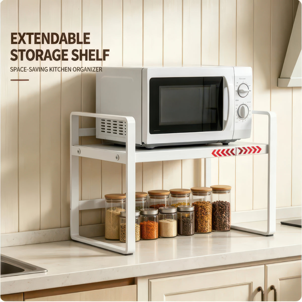 Expandable Kitchen Cabinet Organizer Multi-Level Storage Rack