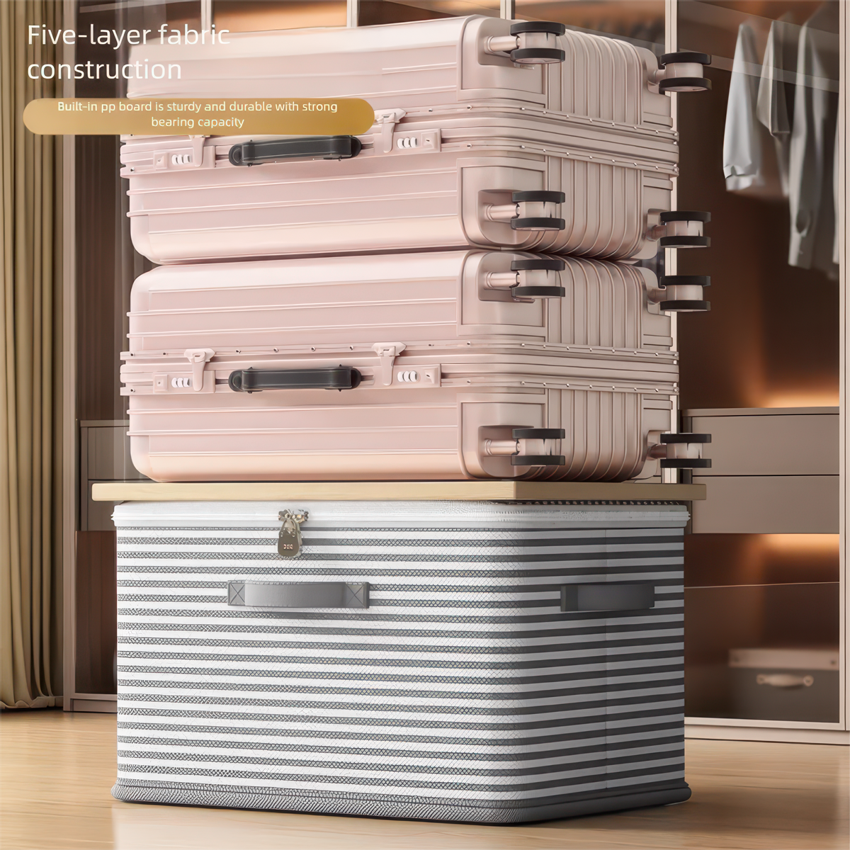 Foldable Lockable Storage Box for Clothes, Blankets, and Toys