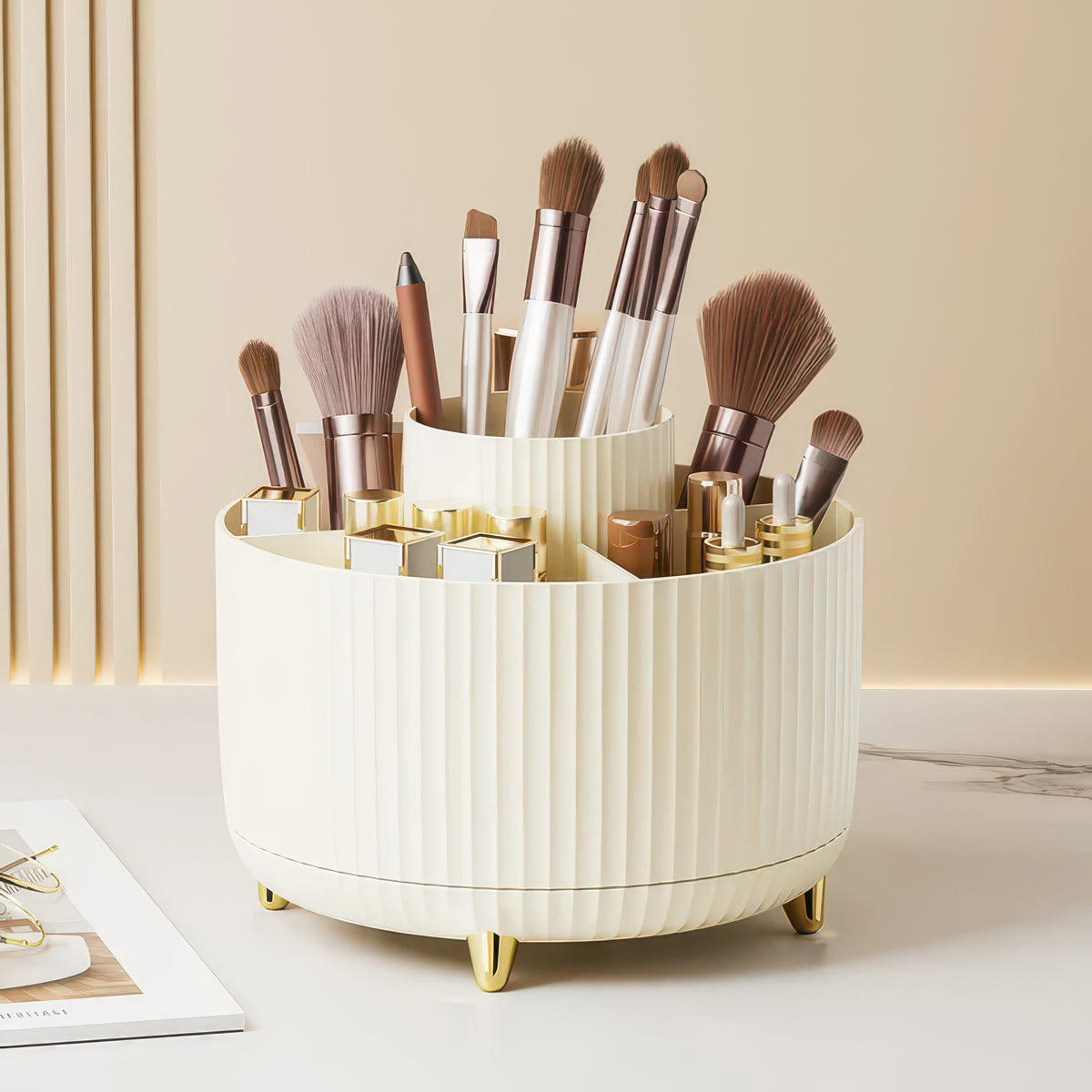 Rotating Makeup Storage – 360° Desktop Cosmetic Organizer