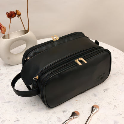 Large Capacity PU Leather Travel Makeup and Toiletry Bag