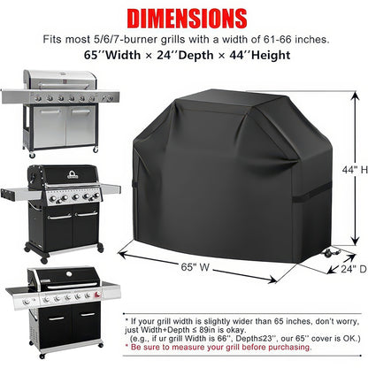 Waterproof BBQ Grill Cover with Hook-and-Loop Straps, Fits 22 to 72 Inch Grills