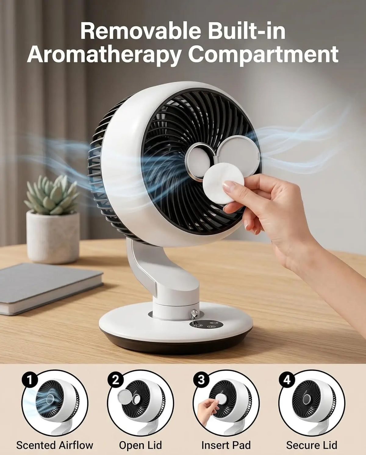 Rechargeable Desk Fan with 120° Oscillation and 90° Tilt