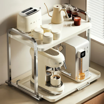 2-Layer Pull-Out Microwave Oven & Free-Standing Kitchen Storage Shelf