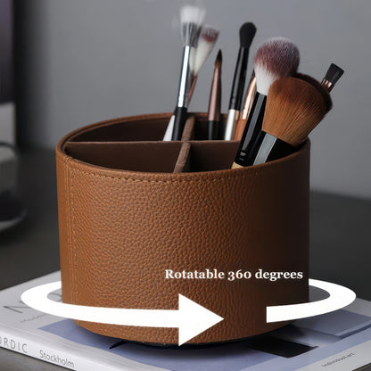 Rotating Makeup Organizer – Premium Leather Storage Box