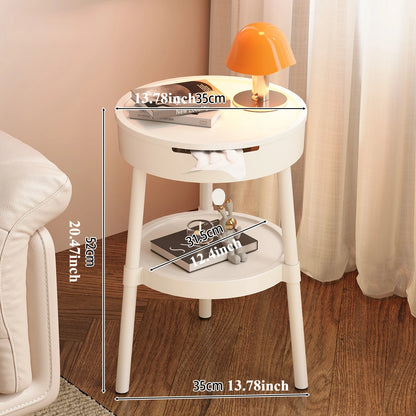 Round Coffee Table – Mobile Minimalist Nightstand