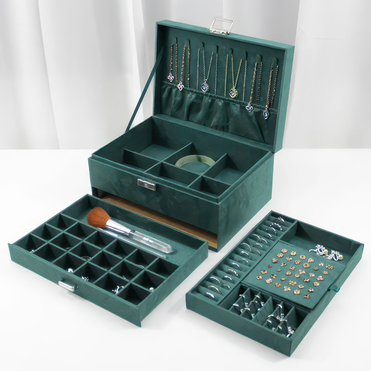 Lockable Travel Jewelry Organizer Box, 2 and 3 Layer Options
