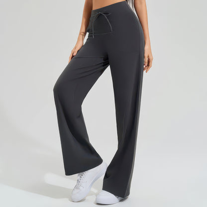 High-Waist Flared Wide Leg Yoga Pants for Women, Breathable Quick-Dry with Slash Pockets