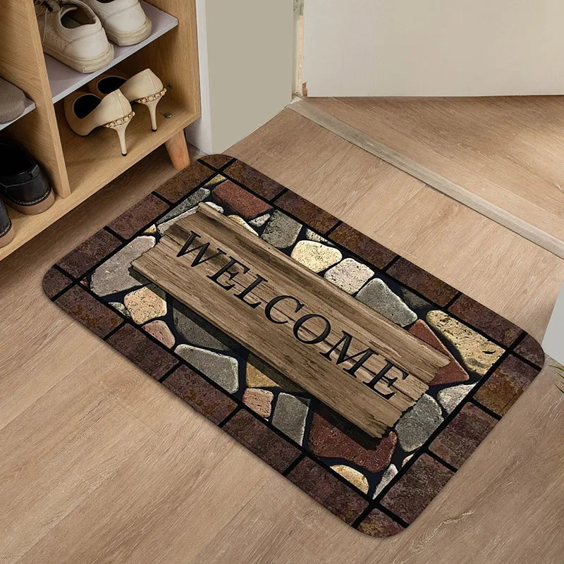 Floral Welcome Mat - Graphic Anti-Slip Small Mat