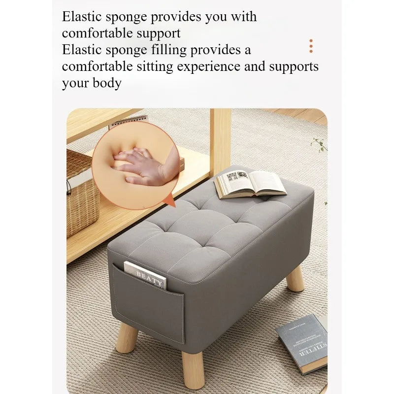 Wood Shoe Stool - Solid Square Entryway Stool