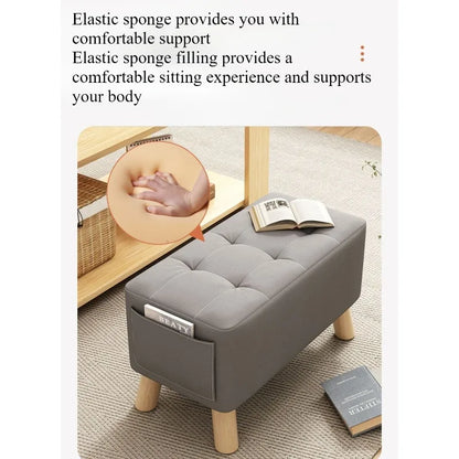 Wood Shoe Stool - Solid Square Entryway Stool