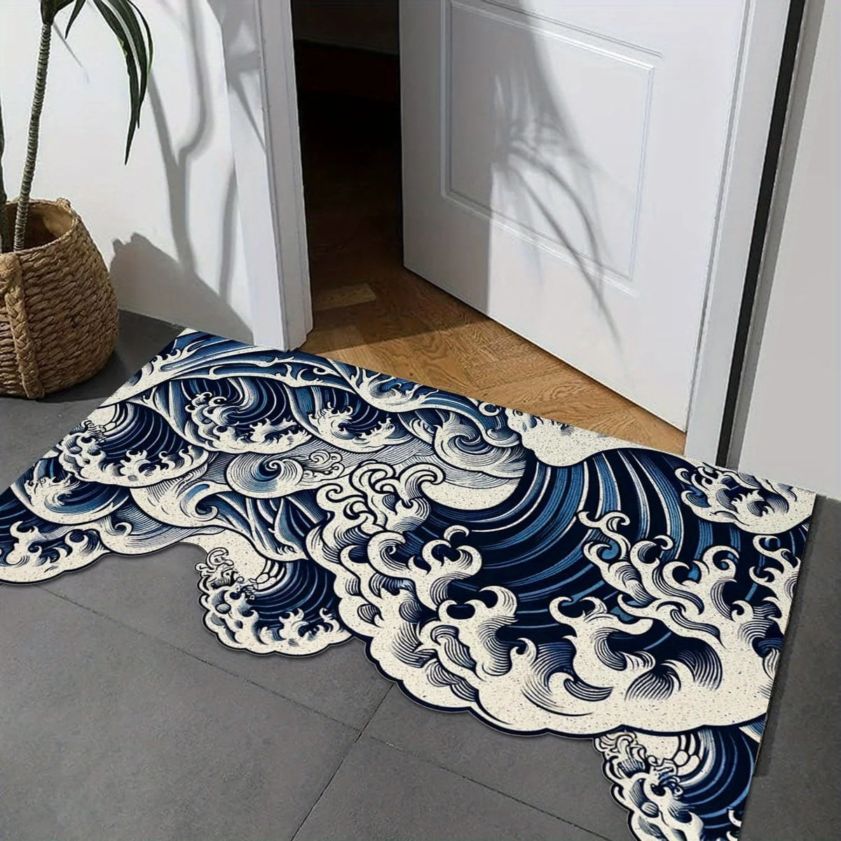Wave Pattern Floor Mat - Soft Anti-Slip Home Rug