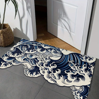 Wave Pattern Floor Mat - Soft Anti-Slip Home Rug