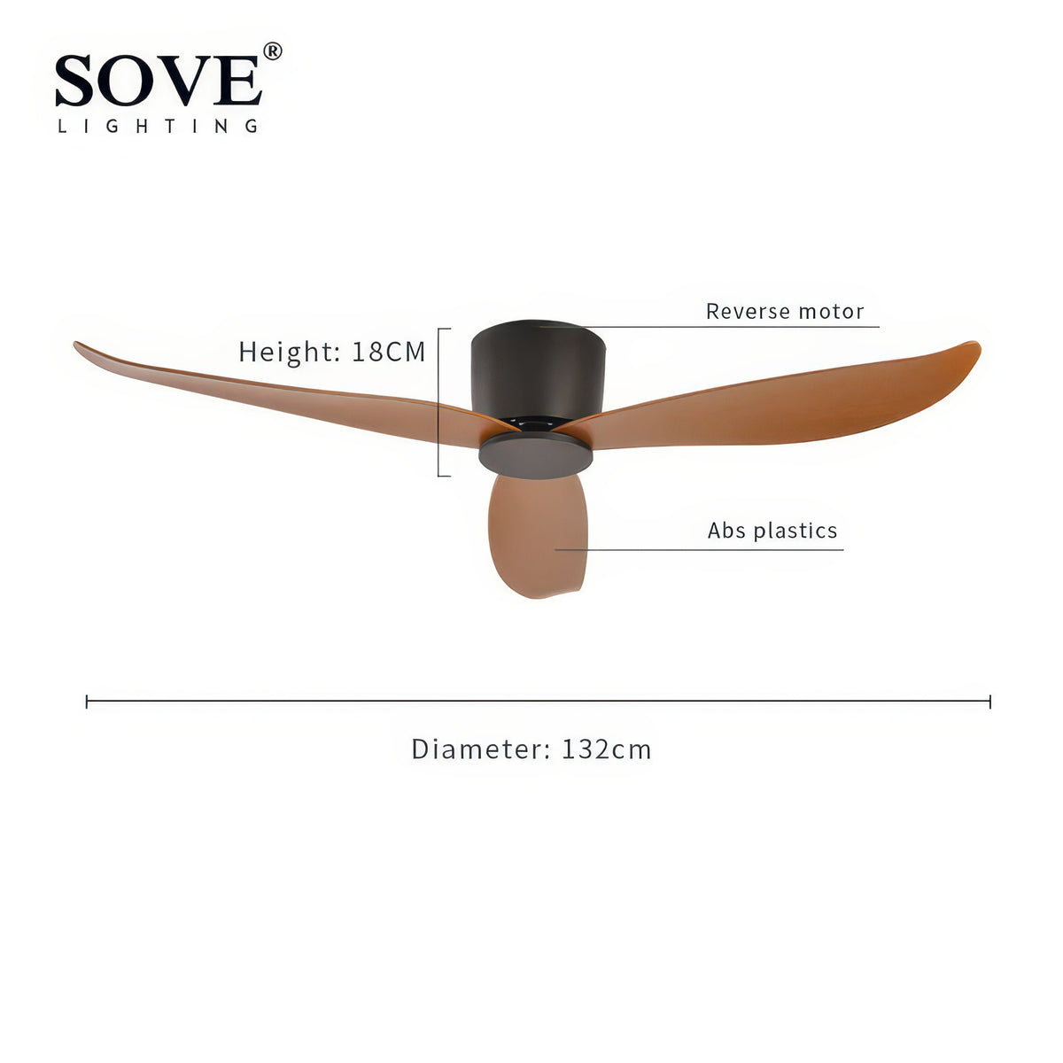36/44/52-Inch Low-Profile Ceiling Fan with Remote Control