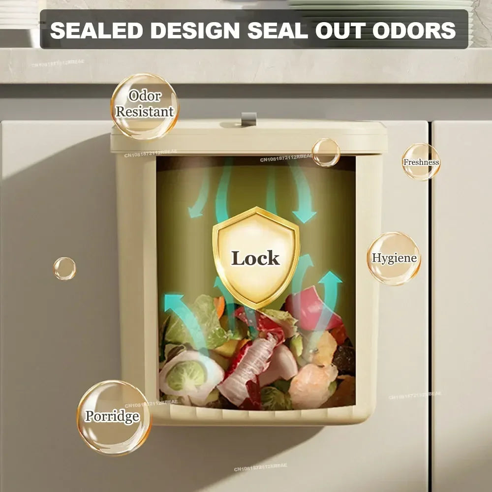 Wall Mounted Trash Can – 12L Hanging Bin for Kitchen Cabinets
