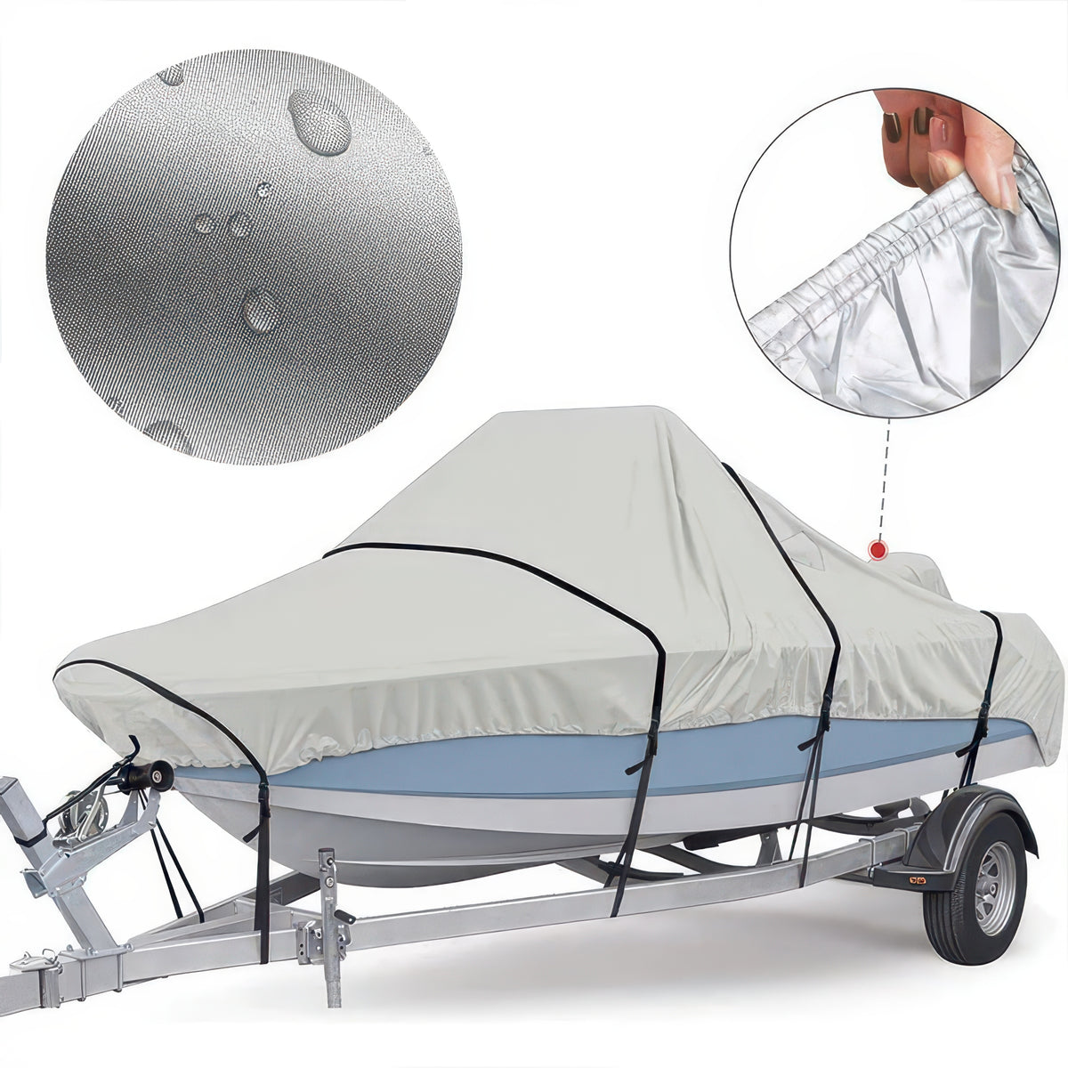 Silver Reflective Waterproof Boat Cover for V-Hull Boats