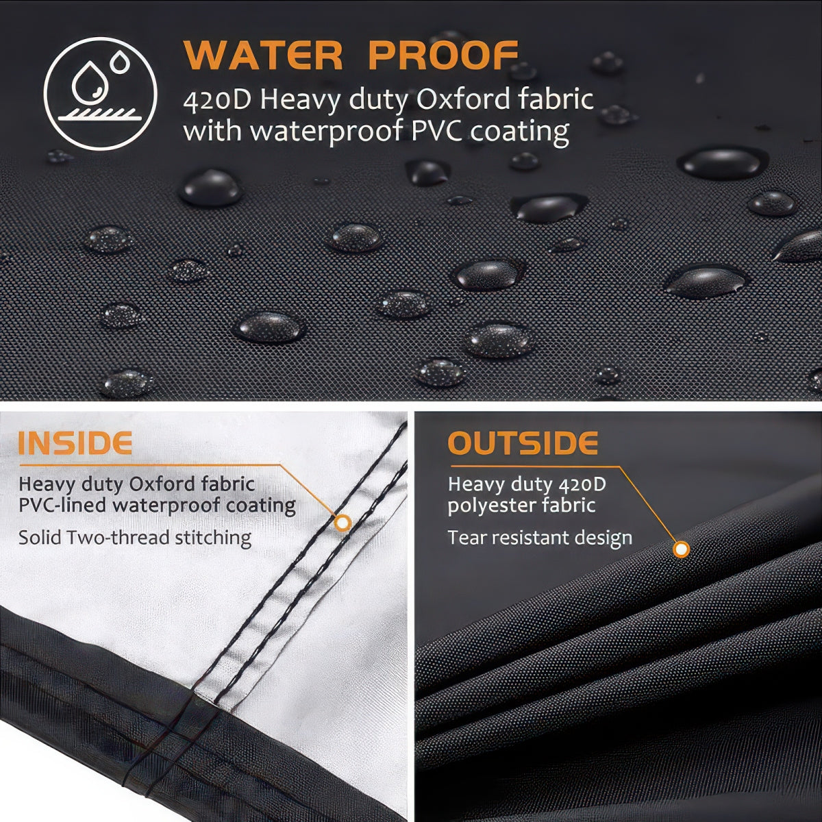 420D Oxford Heavy Duty BBQ Grill Cover, Waterproof and UV-Resistant